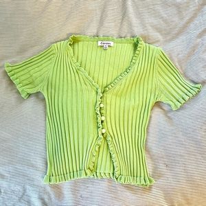 Verge Girl green cropped button top